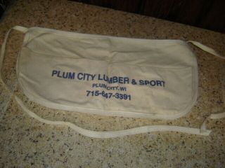 Vintage Advertising Plum City Wi Lumber & Sport Cloth Carpenter Nail Pouch Apron