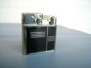 Vintage Art Deco Black Enamel Silver 1000 Lunder Drp Cigarette Lighter Fine Cond