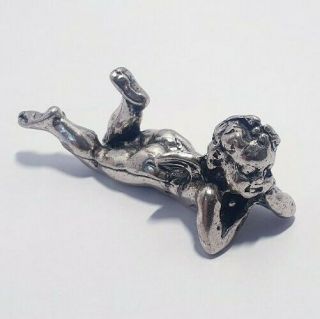 Vintage Solid Silver Italian Made Miniature Of An Angel Stamped