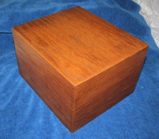 Large Vintage Dovetailed Wooden File Index Box 10 1/4 " X8 3/4 " X6 1/4 " With Slide