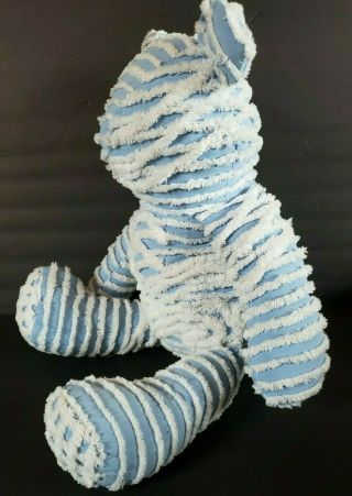 Vintage Chenille Cotton Blue White Floral Bedspread Plush Stuffed Teddy Bear
