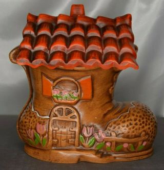 Vintage Old Woman Who Lived In A Shoe Cookie Jar 12 " Tall X 11 " Long X 7 " Wide