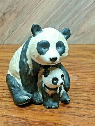 Vintage Goebel Double Panda Bear Figurine Mama & Baby 4 - 1/4 " Tall