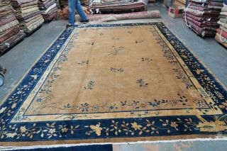 Antique Art Deco Pekin Chinese Rug Hand Knotted Wool 9 