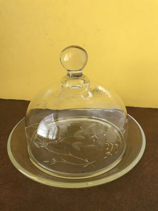 Vintage Princess House Crystal Heritage Domed Butter/cheese Dish