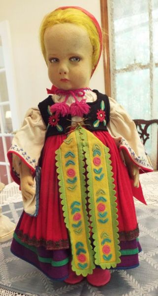 Vintage Lenci Doll,  Series 300,  17 " Female - 1930 - Scandenavian