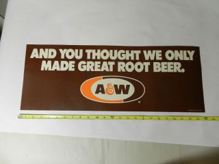 Vintage A&w Root Beer Advertising Sign / Poster - 1978 - Vintage Drive - In - Diner