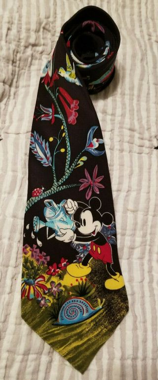 Vintage Mickey Mouse Tie Gardener/hummingbird/butterfly/watering Can/snail