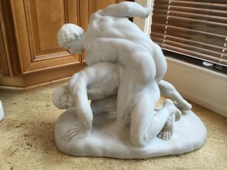 Antique Italian Carrara Marble Statue Of “the Two Wrestlers”,  The “uffizi” - Men