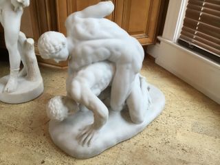 Antique Italian Carrara marble statue of “The Two Wrestlers”,  the “Uffizi” - Men 3