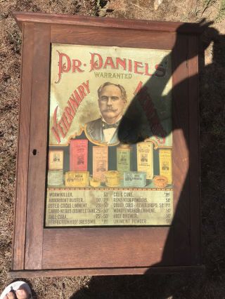Rare Antique Dr.  Daniels Veterinary Medicine Tin Cabinet