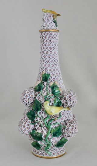 Antique Crossed Swords Meissen Porcelain Schneeballen Snowball Bottle Vase & Lid