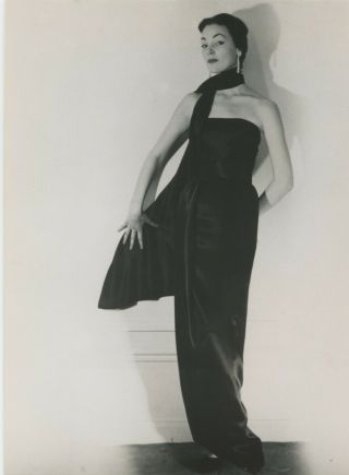 50s Jacques Griffe Paris Haute Couture Gown Dress Vintage Fashion Press Photo
