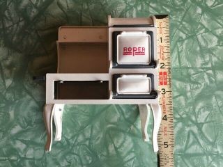 Dollhouse Miniature Vintage Style Metal Oven Stove Range Roper White & Red Paint 3