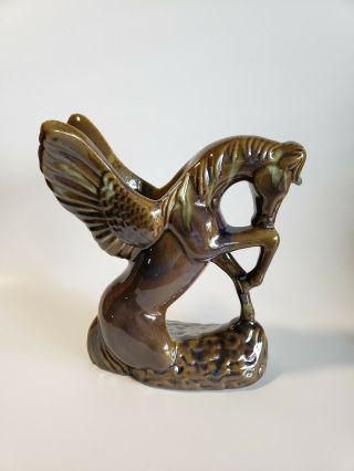 Vintage Ceramic Pegasus Bong.  Brown.  Drip Glaze