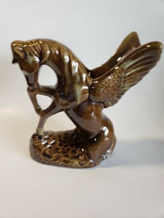Vintage Ceramic Pegasus Bong.  Brown.  Drip Glaze 2