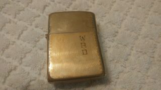 Vintage Zippo Lighter.  10kt Gold Filled.  Initials " W R D ".  Full Size.