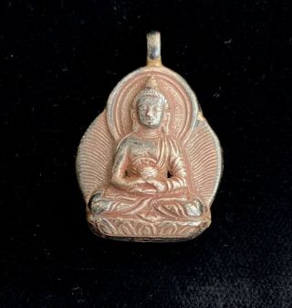 Vintage Sterling Silver Seated Buddha Pendant From Thailand
