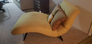 Vtg Wave Double Yellow Chaise Lounge Chair Bed Mid Century Art Deco 60 70s Chair