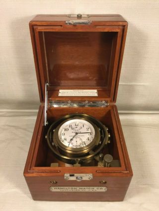 Vintage 1940s Hamilton Model 22 Chronometer Inner & Outer Cases & Movement