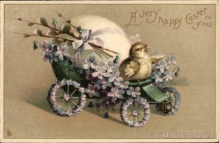 Easter Chicks A Very Happy Easter To You Tuck Antique Postcard Vintage Post Card