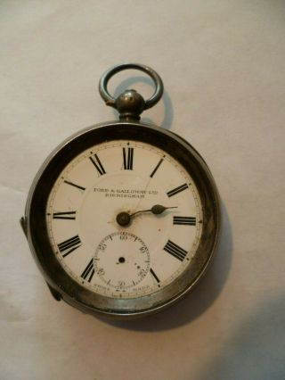 Vintage Swiss Antique Hallmarked Silver Pocket Watch 0.  935 3 Bears Spares/repair