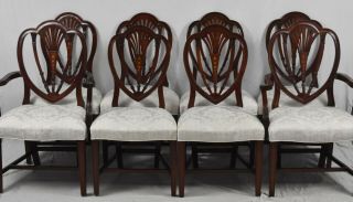 Set Of Eight Hickory Chair James River Mahogany Shield Back Dining Room Chairs