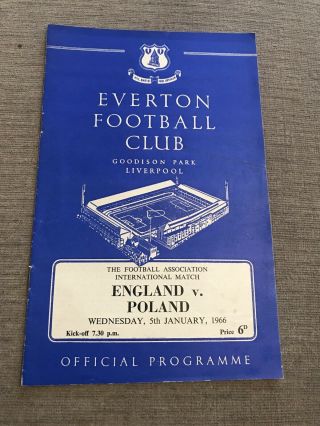 Vintage England V Poland International Football Programme 5/1/1966 Goodison Park