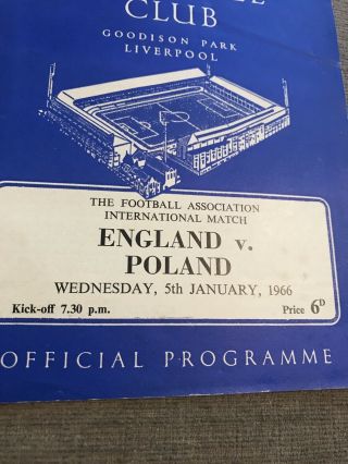 Vintage England v Poland International Football Programme 5/1/1966 Goodison Park 2