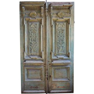 Antique French Style Painted Pine Double Door 19th Century
