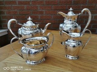 Solid Silver 4 Piece Coffee & Teaset By Henry Atkin Stunning 1789g