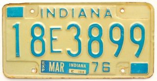 Vintage Indiana 1976 License Plate,  18 E 3899,  Muncie,  Delaware County