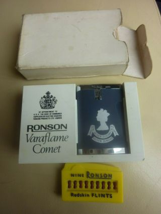 Old Stock Vintage Ronson Vc 204 Gas Lighter In Comet Box 1977 Silver Jubilee