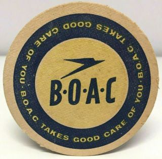 Vintage Boac Card Beer Drinks Mat Coaster Airline Flight Memorabilia