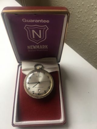 Newmark 17 Jewel Vintage Pocket Watch With Case And Sleeve.