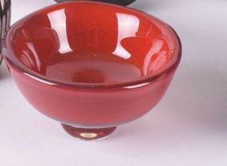 Orrefors Vintage Art Glass Ruby Bowl Designed By Sven Palmqvist Signed Pu 3247/2