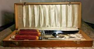 Vintage Englandtown Cutlery 3 Piece Carving Set Sheffield Stainless England