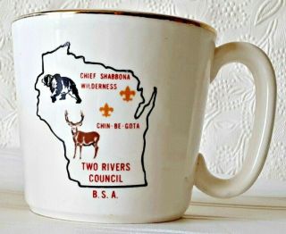 Vtg Boy Scouts Of America Mug From The Two Rivers Council Wisconsin