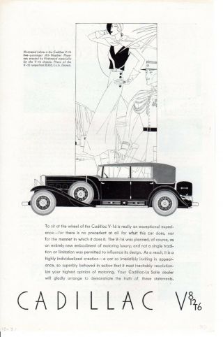 1931 Vintage Print Auto Car Ad Cadillac V16 5 Passenger Fleetwood Or Virginia