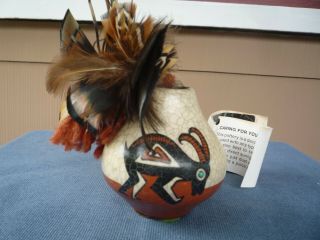Vintage Pat Pauli Pot Navajo Native American Pottery Crackle Vase Goat Signed