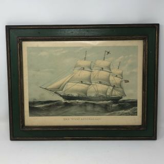 Vintage Nautical West Australian Clipper Ship Framed Print Picture Art Wall Hang