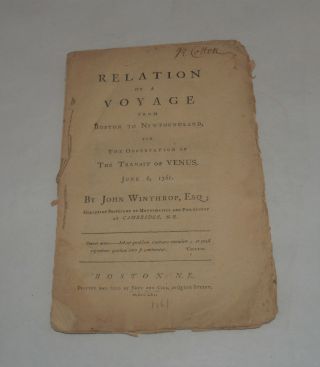 Antique Exploration Book Relation Of A Voyage From Boston By John Winthrop 1761