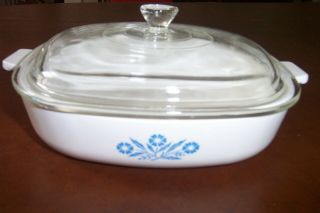Vintage Corning Ware 9 " Cornflower Blue Casserole Dish With Glass Lid,  P - 9 - B