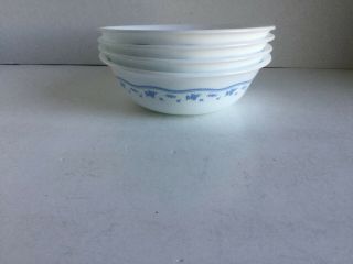 VTG 4 Corelle Soup Cereal Bowls MORNING BLUE FLOWERS Blue 6 