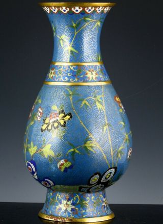 Fine & Large 18thc Chinese Qianlong Gold Gilt Bronze Cloisonne Enamel Vase