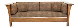 F49719ec: Stickley Mission Oak Arts & Crafts Sofa