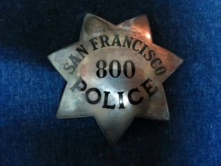 Rare Sterling Orig Antique Obsolete " San Francisco Police Badge " 800