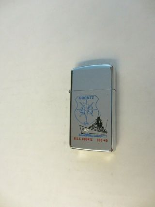 Vintage Zippo Lighter - Slim - Uss Coontz Ddg - 40