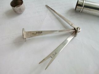 Solid Silver Pipe Tamper Tool Set Orig Silver Tube Birmingham 1945 Articulated
