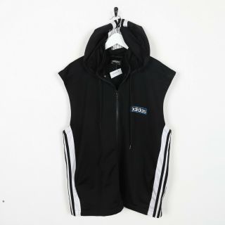 Vintage 80s Adidas Small Logo Sleeveless Tracksuit Jacket Black | Large L